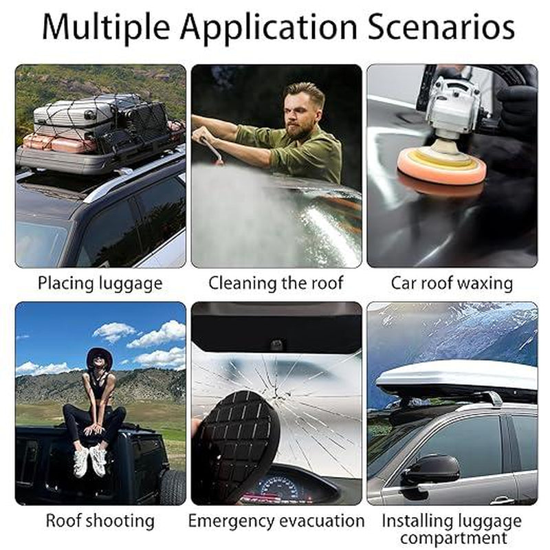 Car Door Step for Easy Roof Access -Multi-Foldable Aluminum Alloy Car Step Hook for Most Cars, Suvs, Trucks - with Glass Breaker - Roof Rack Accessories - Max Load 220 Lbs
