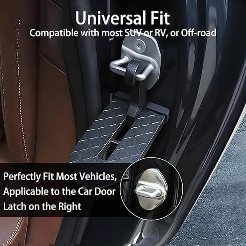 Car Door Step for Easy Roof Access -Multi-Foldable Aluminum Alloy Car Step Hook for Most Cars, Suvs, Trucks - with Glass Breaker - Roof Rack Accessories - Max Load 220 Lbs