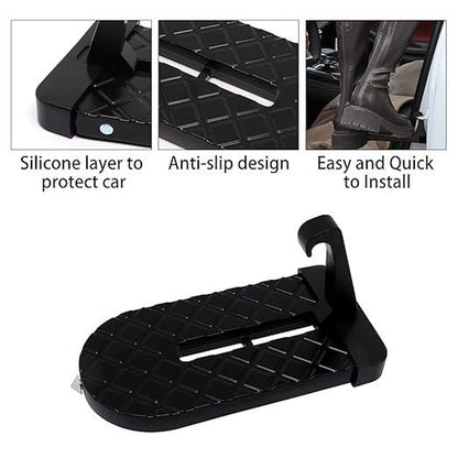 Car Door Step for Easy Roof Access -Multi-Foldable Aluminum Alloy Car Step Hook for Most Cars, Suvs, Trucks - with Glass Breaker - Roof Rack Accessories - Max Load 220 Lbs